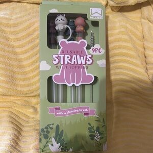 Reusable Straws with Toppers  NWOT